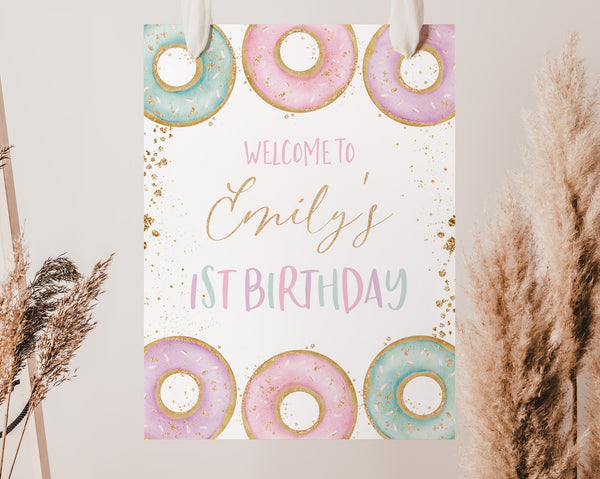 Donut Welcome Sign, Donut 1st Birthday Welcome Sign, Donut Party Decorations, 1st Birthday Sign, Donut Grow Up Welcome Sign, Donut Birthday