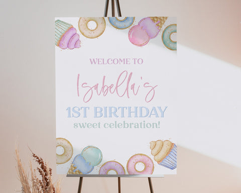 Sweet One Welcome Sign, Candy 1st Birthday Welcome Sign, Pastel Party Decoration, 1st Birthday Sign, Candyland Welcome Sign, Girl's Birthday