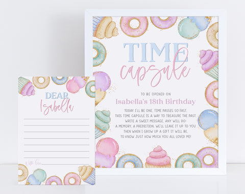 Sweet One Time Capsule, 1st Birthday Time Capsule Sign, Time Capsule Template, Candyland Party, Pastel 1st Birthday, Party Decorations