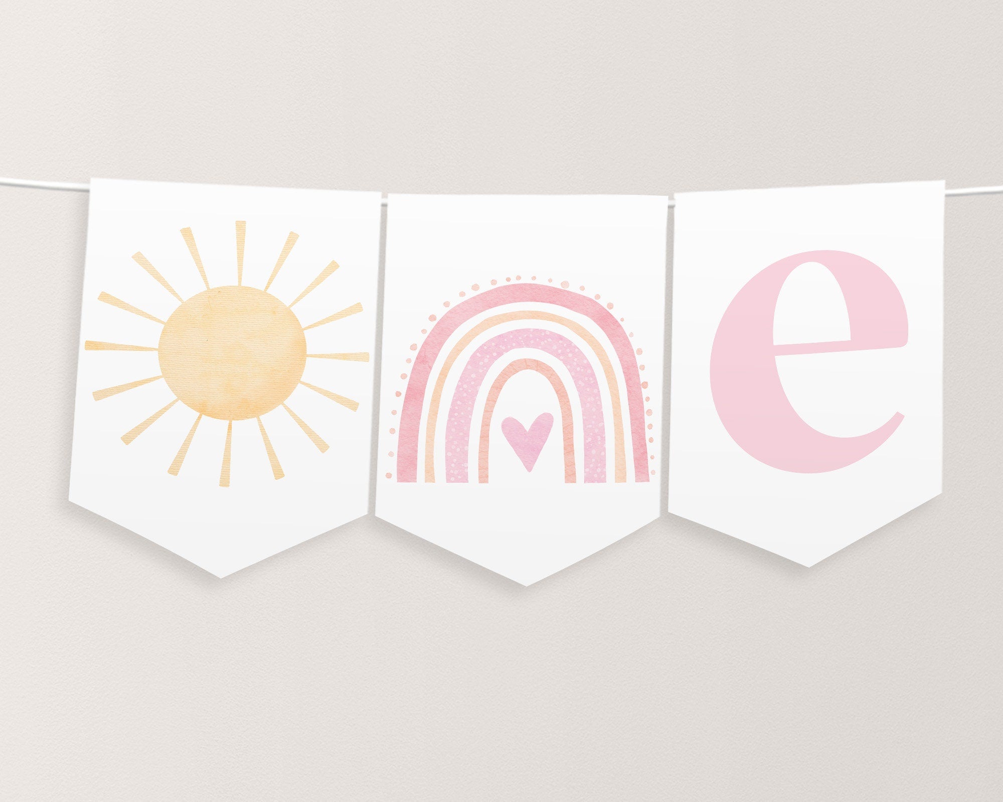 Rainbow One High Chair Banner Printable, 1st Birthday Banner High Chair, Birthday Decor, Rainbow Sun Chair Banner, Onederful 1st Birthday