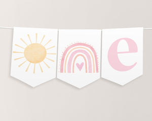 Rainbow One High Chair Banner Printable, 1st Birthday Banner High Chair, Birthday Decor, Rainbow Sun Chair Banner, Onederful 1st Birthday