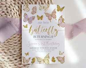 Butterfly Birthday Invitation, 1st Birthday Invite, First Birthday Invitation, Butterfly Birthday, Birthday Girl, Girl Butterfly Party Pink