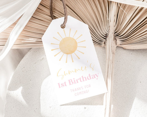 Sun Favor Tags, Sunshine 1st Birthday Thank You Tags, Sun 1st Birthday Gift Tag, Editable Birthday Tag, Printable Gift Tags, Little Sunshine