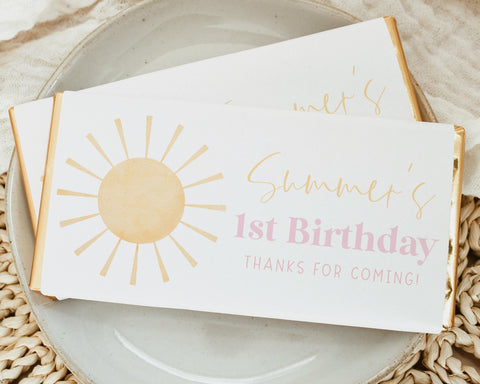 Sun Chocolate Bar Wrapper Template, Printable Candy Bar Wrapper, Sunshine 1st Birthday Candy Bar Wrapper, Birthday Favors, Sun 1st Birthday