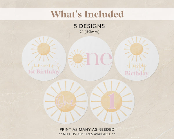 Sun Cupcake Toppers, Printable Cupcake Topper, Sunshine 1st Birthday Editable Cupcake Toppers, Little Sunshine 1st Birthday Cupcake Toppers