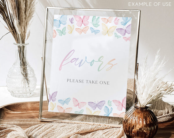 Rainbow Butterfly Editable Sign, Custom 8x10 Sign, Sign 8x10, Custom Text Sign, Landscape Portrait Sign, Printable Signs Butterfly Birthday