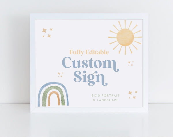 First Trip Around the Sun Editable Sign, Custom 8x10 Sign, Printable Rainbow Birthday Sign 8x10, Custom Landscape Sign Portrait Sign Sun