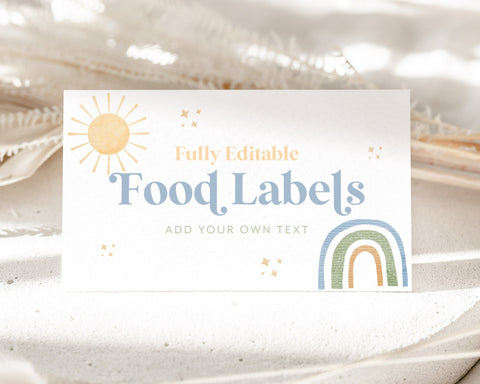 First Trip Around the Sun Food Labels, 1st Birthday Food Label Card, Food Tent Card, Birthday Food Tags, Folded Food Card, Tented Food Label