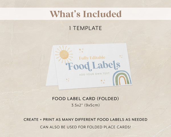 First Trip Around the Sun Food Labels, 1st Birthday Food Label Card, Food Tent Card, Birthday Food Tags, Folded Food Card, Tented Food Label