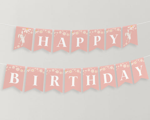 Some Bunny Birthday Banner Printable, Happy Birthday Banner, First Birthday Decor, Bunny Birthday Party Banner, Girl 1st Birthday Banner