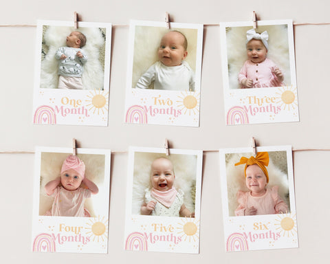 First Trip Around the Sun First Year Photo Banner, 1st Birthday Milestone Photos, First Year Monthly Photo Banner, 1st Birthday Decor Girl