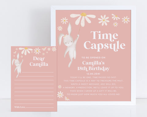 Some Bunny Time Capsule, 1st Birthday Time Capsule Sign, Time Capsule Template, Bunny Birthday Party, 1st Birthday Decorations, Bunny Daisy