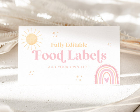 First Trip Around the Sun Food Labels, 1st Birthday Food Label Card, Food Tent Card, Birthday Food Tags, Folded Food Card, Tented Label Girl