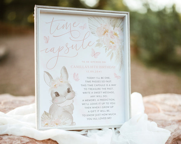 Some Bunny is One Time Capsule, 1st Birthday Time Capsule Sign, Boho Bunny Girls 1st Birthday, Birthday Girl Time Capsule Some Bunny is One