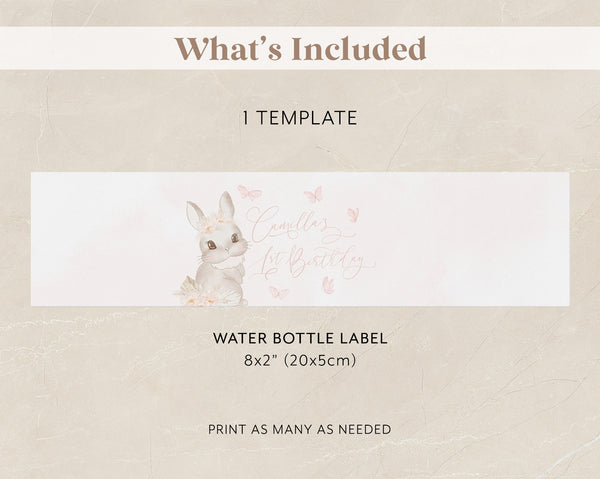 Some Bunny is One Water Bottle Labels, Boho Bunny Birthday Water Labels, Printable Water Bottle Label, Boho Some Bunny 1st Birthday Labels
