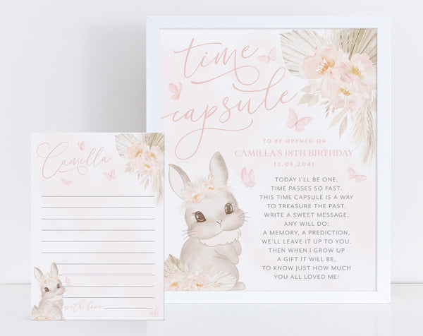 Some Bunny is One Time Capsule, 1st Birthday Time Capsule Sign, Boho Bunny Girls 1st Birthday, Birthday Girl Time Capsule Some Bunny is One