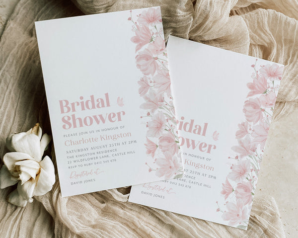 Floral Bridal Shower Invitation, Floral Invitation, Flower Bridal Shower, Bridal Brunch Invitation, Modern Bridal Invite, Pink Floral Invite