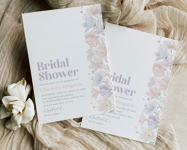 Floral Bridal Shower Invitation, Floral Invitation, Flower Bridal Shower, Bridal Brunch Invitation, Modern Bridal Invite, Pink Purple Blue