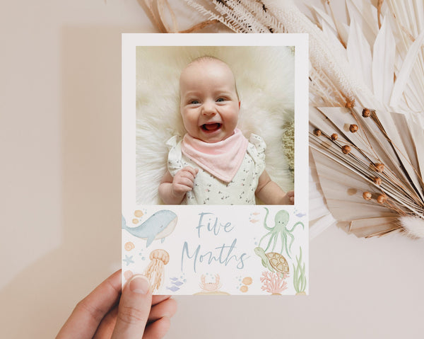 Under the Sea First Year Photo Banner, 1st Birthday Milestone Photos, Baby's First Year Monthly Photo Banner, 1st Birthday Oneder the Sea