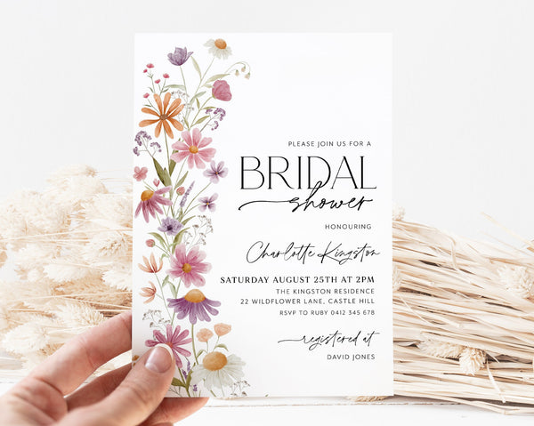 Wildflower Bridal Shower Invitation, Love in Bloom Invitation, Floral Bridal Shower, Bridal Brunch Invitation, Modern Bridal Invitation