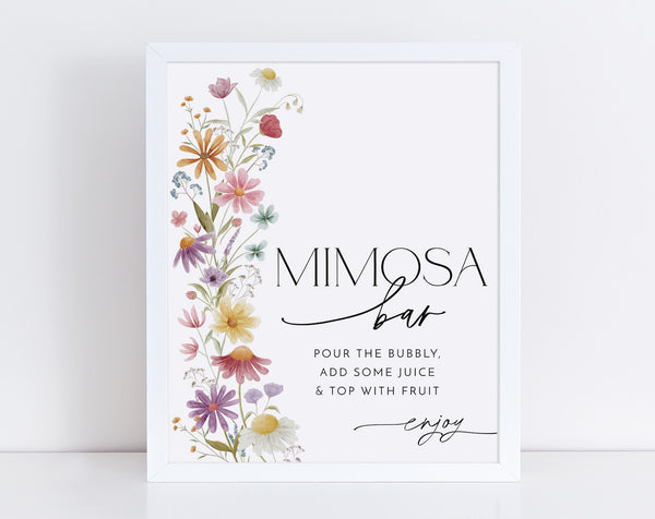 Wildflower Mimosa Bar Sign, Floral Mimosa Sign, Bridal Shower Mimosa Bar Sign, Juice Labels, Mimosa and Juice Labels, Floral Mimosa Sign