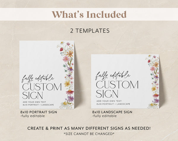 Wildflower Bridal Shower Signs 8x10, Editable Signs, Floral Bridal Signs, Printable Bridal Signs, Flower Bridal Custom Signs, Floral Signs