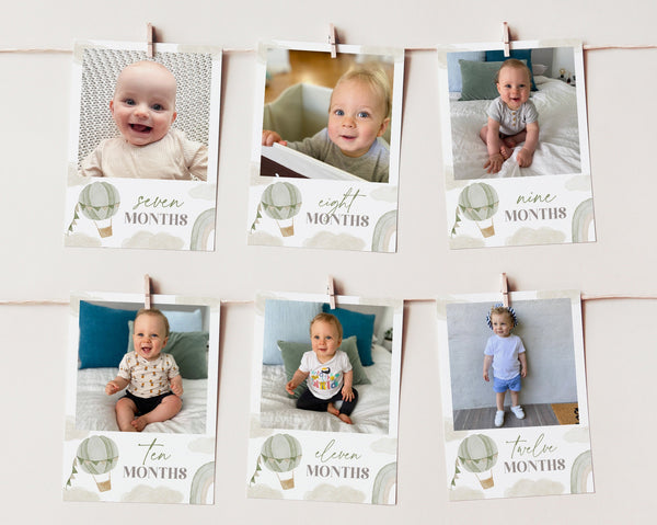 Mr Onederful First Year Photo Banner, Hot Air Balloon 1st Birthday Milestone Photos, First Year Monthly Photo Banner, 1st Birthday Decor