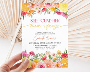 Main Squeeze Bridal Shower Invitation, Lemon Bridal Shower, Citrus Bridal Shower Invitation, Mediterranean Lemon Theme, Bright Floral Bridal