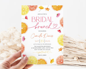 Citrus Bridal Brunch Invitation, Lemon Bridal Shower, Bright Floral Citrus Bridal Shower Invitation, Mediterranean Lemon Theme, Orange Lemon