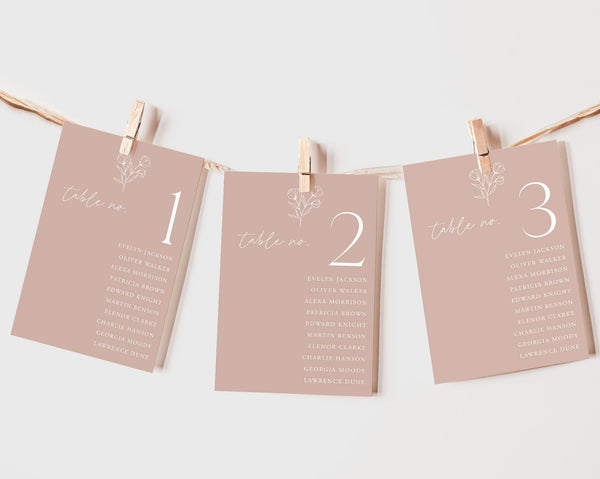 Wedding Seating Chart Cards Template, Minimalist Wedding Seating Chart Cards, Pink Seating Chart Cards, Table Number Seating Cards, Peyton