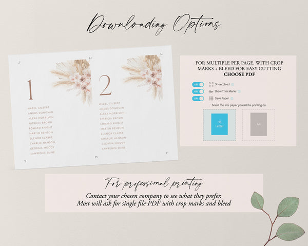 Wedding Seating Chart Card Template, Boho Floral Wedding Seating Cards, Minimal Seating Chart Cards, Table Number Seating Cards, Olive