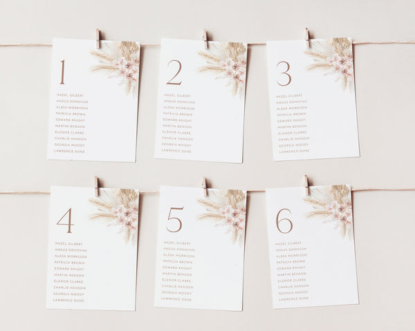 Wedding Seating Chart Card Template, Boho Floral Wedding Seating Cards, Minimal Seating Chart Cards, Table Number Seating Cards, Olive